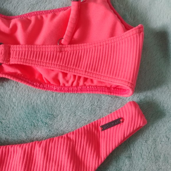 Billabong Swim Billabong Neon Crop Coral Ribbed High Leg Bikini